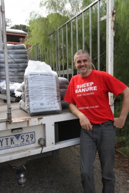 Rhys with his sheep manure