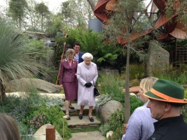 The Queen in the award winning garden.
